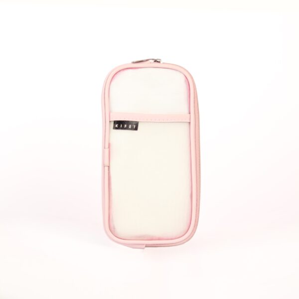 تصویری از جامدادی شفاف پاستلی صورتی. از برند KIFET . با رنگ‌های جذاب و توری درجه یک (20×10 سانتی‌متر) - ساخت ایران